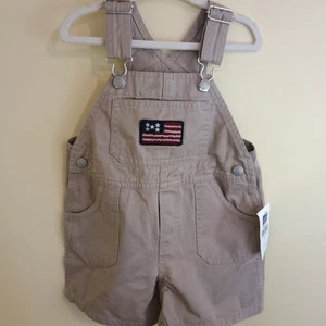Baby Gap Dead stock Y2k Patriotic Khaki Shortalls 12-18 Months - Picture 1 of 4