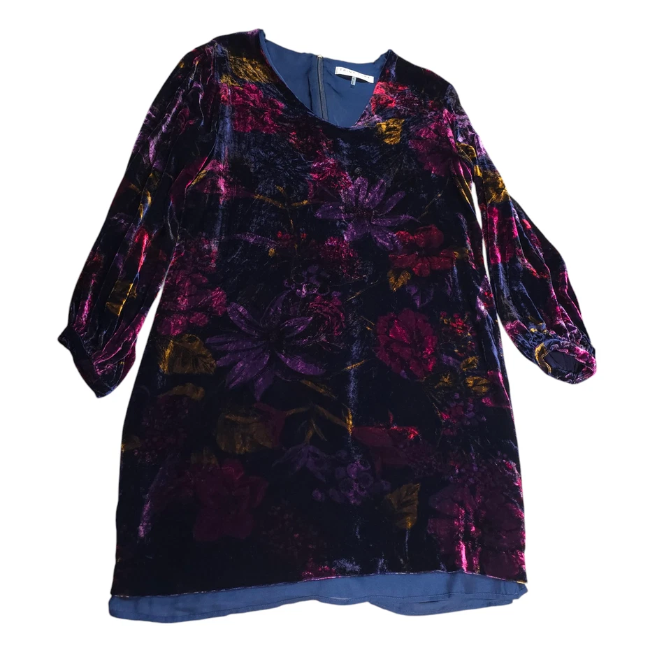 Vestido floral de terciopelo Trina Turk para mujer talla M viscosa mezcla de seda manga globo Foto 1 de 4