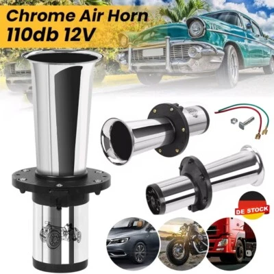 Retro Vintage Hupe verchromt Signalhorn 12V Oldtimer Fanfare Horn Auto LKW 110DB - Bild 1 von 4