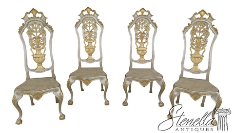 46166EC/67EC: Set Of 4 Gold Decorated High Back Italian Chairs Cover