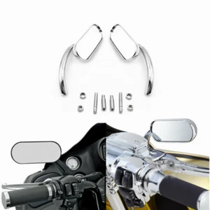 Motorcycle Chrome Mini Oval Mirror For Harley Dyna Softail Sportster Touring - Picture 1 of 8
