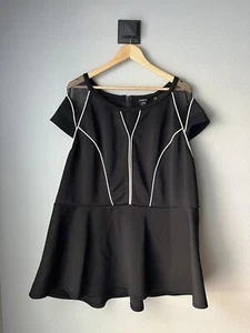 Torrid Classy Sexy Black Mesh Cutout Peplum Top Cut Outs Plus Sz 4 Stretch W4 - Picture 1 of 4