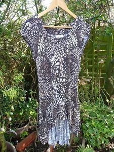 WALLIS SCOOP NECK TUNIC TOP BLOUSE-BROWN CREAM WHITE ANIMAL PRINT-MEDIUM PETITE - Picture 1 of 11