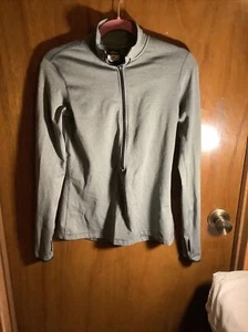NIKE PRO Dry Fit Pull On 1/2 Zip Thumb Holes Womens M ~ Gray - Picture 1 of 9