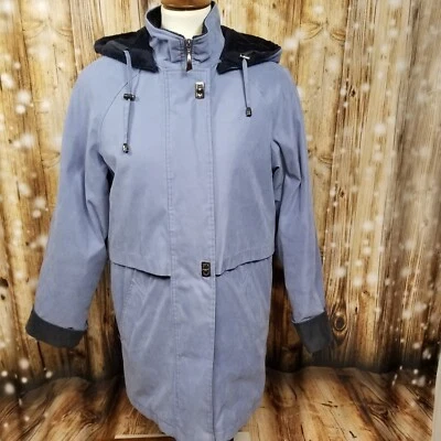 Liz Claiborne VTG Blue Women's Androndack Mid Length Hooded  Coat Size Small - Image 1 of 4