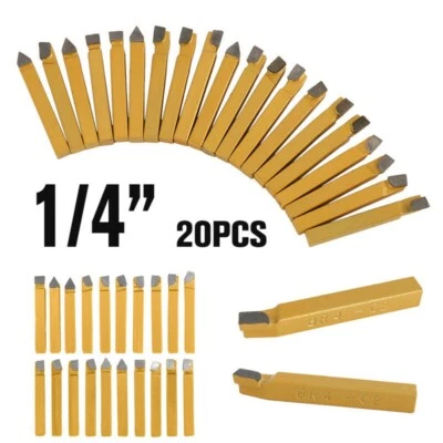 20pcs 1/4" Metal Lathe Carbide Tip Cutter Bit CNC Metalworking Tools Supplies - Image 1 of 4