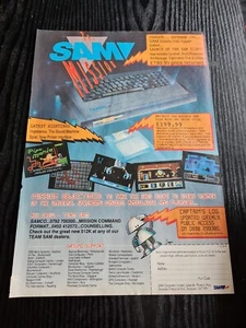 "ORIGINAL DÉCADA DE 1980 SAM COUPÉ MICRO REVISTA DE COMPUTADORA ANUNCIO DE COMPUTADORA 8.3X11.7" - Imagen 1 de 6