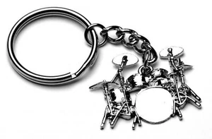 Drum Kit polished silver-plated keyring - Picture 1 of 1