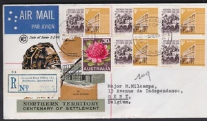 1969 55c Total 5c Northen Territory Block FDC 30c Waratah Uprated to Belgium - Picture 1 of 3