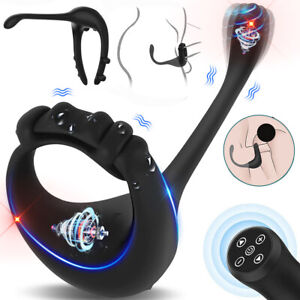 Adjustable Cock Ring Anal Vibrator Butt Plug Prostate Massager Sex Toys Couples