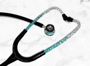 Bling Ombre Pediatric II Stethoscope AUSTRIAN CRYSTALS Bedazzled Nurse Littmann - Picture 1 of 11
