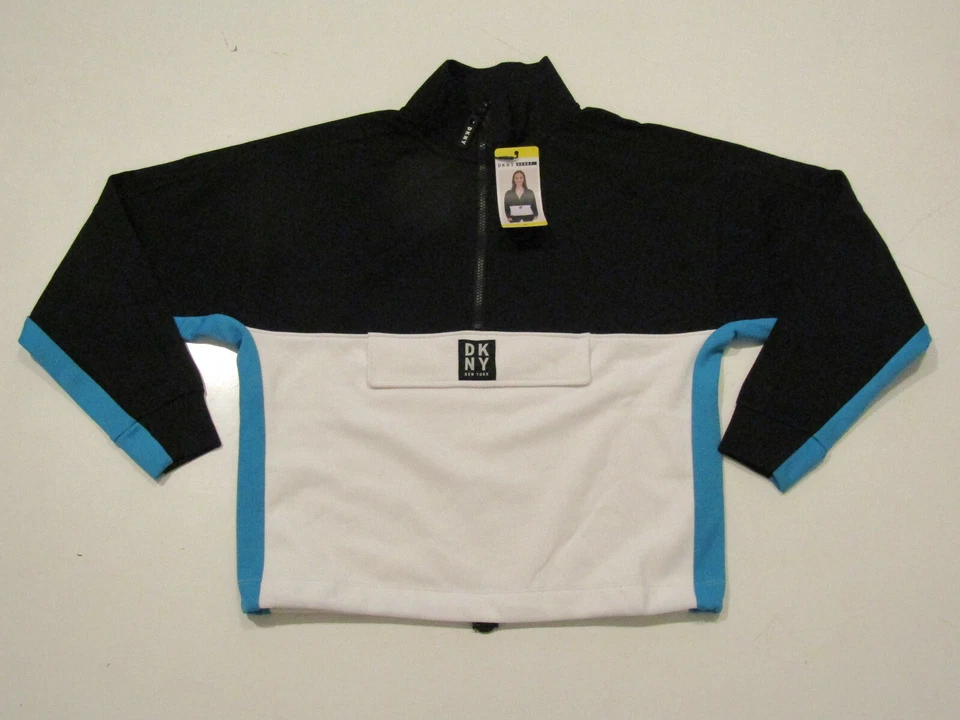 DKNY Sport Woman’s Top Small Long Sleeve Pullover Envelope Pocket 1/2 Zip A06