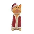 Orange Santa Cat Figure in Christmas Suit and Hat 4" Tall