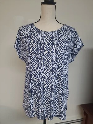Top para mujer Chaps azul y blanco talla mediana bonitos diseños Foto 1 de 4
