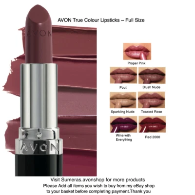 Avon FULL SIZE True Colour Rich Lipsticks ~ Pick ~ Toasted Rose or Proper Pink   - Image 1 of 3