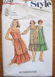 Vtg 70s Dress Sundress Pattern STyle 2242 Sz 12 B 34" Ruffle Square Neckline - Picture 1 of 3
