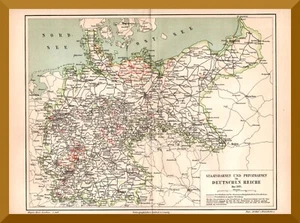 Deutsches Reich +Karte der Staatsbahnen und Privatbahnen 1895+ Schienennetz - Bild 1 von 3