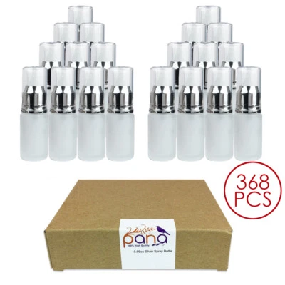 Botella de vidrio esmerilado con spray de niebla fina recargable Pana 20 ml 368 piezas con tapa plateada Foto 1 de 4