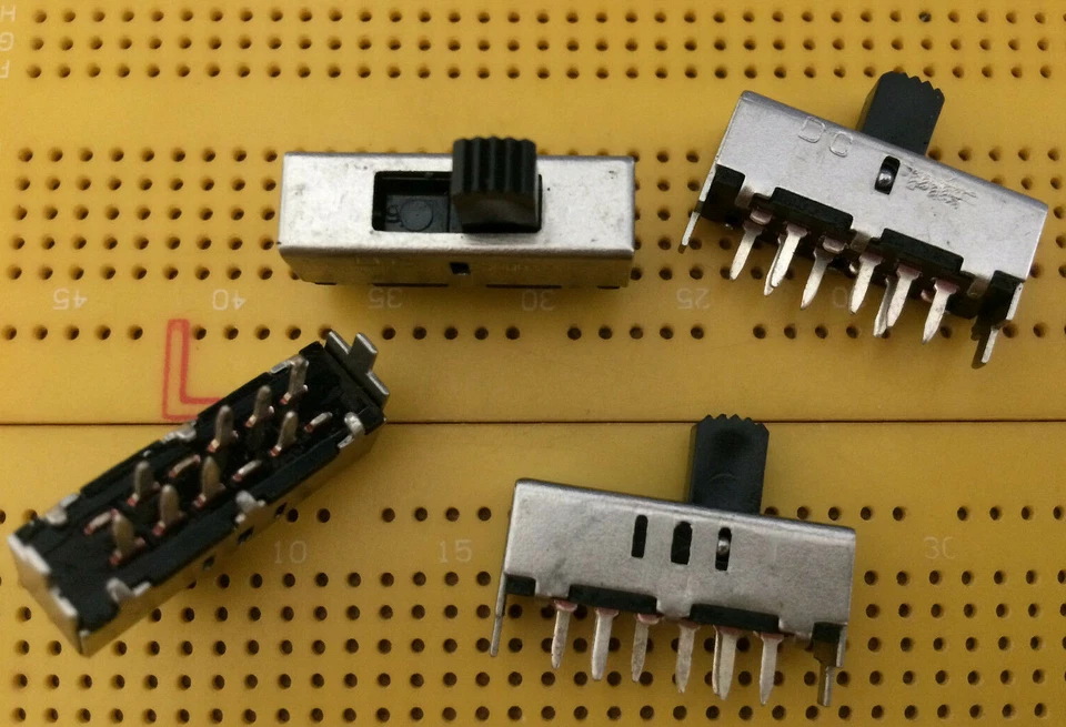 2 Pole 3 position 25mm On-On-On PCB Slide Switch Shorting Contacts Multi Qty  - Image 1 of 1