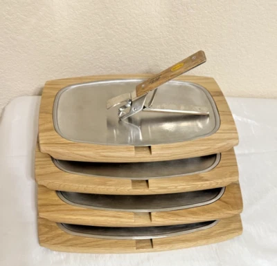 VPC Stainless Steel Fajita/Steak Sizzler Plate with wooden trivet + gripper tong - Image 1 of 4