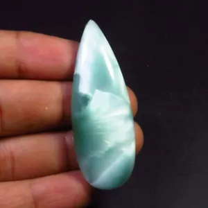 Grüner Hemimorphit Cabochon 46 Karat Hemimorphit Edelstein Birnenform 51 x 18 mm HM-25 - Bild 1 von 8
