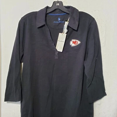 Vestido Kansas City Chiefs Tommy Bahama Mujer Grande Volantes ShiftResort Playa Negro Foto 1 de 4