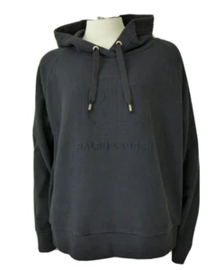 NWT RALPH LAUREN Women's Embossed 3D Logo Pullover Hoodie Black Sizes S/M - Picture 1 of 12