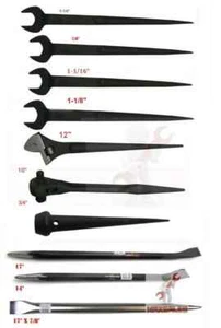 10PC CONSTRUCTION SPUD WR DUAL RATCHET  & IRON WORKERS & ALIGNING BARS 10" Pin - Picture 1 of 1