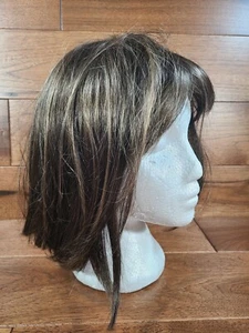 Estetica Designs Stretch Cap Wig RILEY R14/8H Brown Caramel Highlights w/Bangs - Picture 1 of 12
