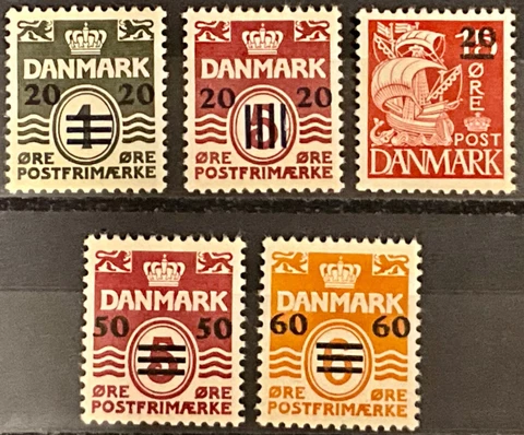 Faroe #Mi2-Mi6 Mint CV€900.00 1940 Denmark Overprinted Caravel [2-6 SG1-SG5] Cover