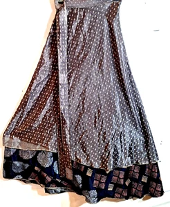 Incredible-art Vintage Silk Sari Magic Wrap Skirt Reversible Double Layer skirt - Picture 1 of 6
