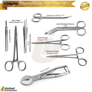 Medical Trauma Instruments First Aid Scissors Forceps Suture & Plaster Cutter - Picture 1 of 9