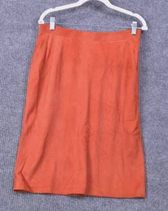Anne Klein Leather skirt Sz 14 Orange Womens Above Knee Pencil Skirt - Picture 1 of 18