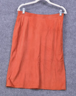 Кожаная юбка Anne Klein размер 14 оранжевая женская юбка-карандаш выше колена - Изображение 1 из 4