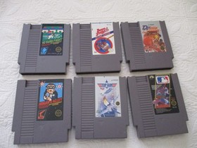 6 Nintendo NES Video Games - Cart Only - Tested - Hogan's Alley; Top Gun; 10 Yd