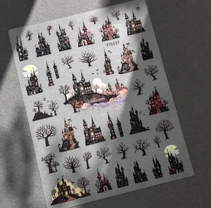 Nail Art Stickers NEW!!  HALLOWEEN HAUNTED CASTLES YT6537 - Picture 1 of 1
