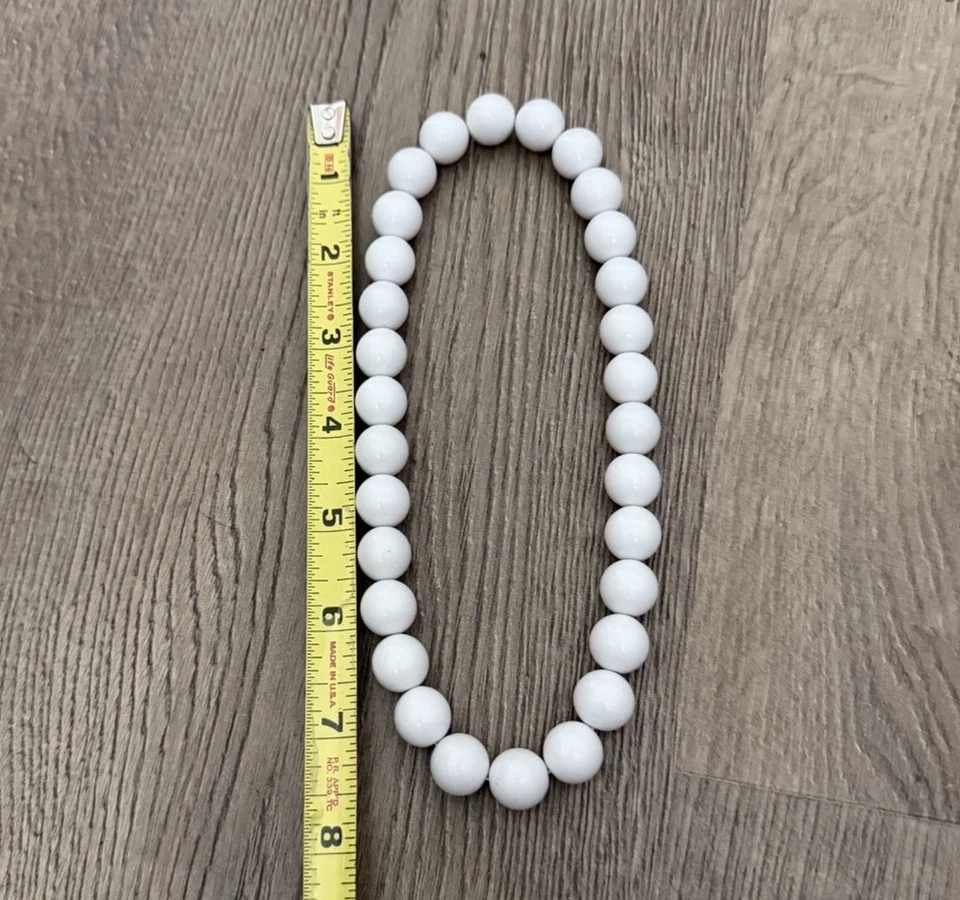 "Collar vintage blanco cuentas 20"" cuentas redondas joyería clásica retro" Foto 1 de 2