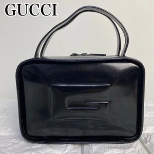 Rare GUCCI Bag Logo Embossed Enamel Hand Mini Shoulder Bag Soho Black Italy Used - Picture 1 of 8