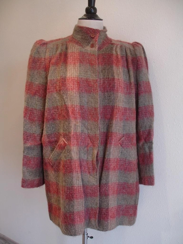 Womens L XL Vtg 1970s Adolph Schuman for Lilli Ann Wool Mohair Plaid Jacket Coat - Image 1 of 4