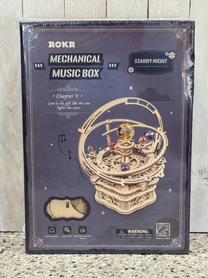 ROKR AMK51 Starry Night 3D Wooden Puzzle Mechanical Music Box New & Sealed - Image 1 of 4