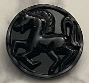 Vintage Czech Black  Glass Horse Button Lot 133-52 - Picture 1 of 7