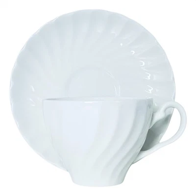 Juego de tazas y platillos de piedra de hierro remolino blanco de colección Johnson Brothers England REGENCY NUEVO Foto 1 de 4