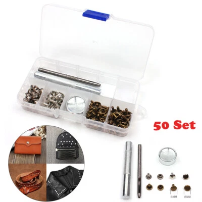 50 Satz 8mm Kupfer Ring-Feder Druckknöpfe+ 3x Handpresse Befestigungs werkzeuge - Bild 1 von 4