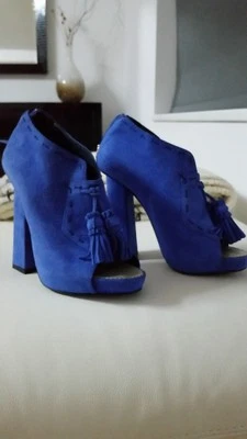 Polliini ankle boots suede size 37 Blue new Made in Italy - Image 1 of 4