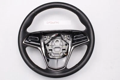 Good Condition Black 2013-2019 Factory Cadillac ATS CTS Leather Steering Wheel - Image 1 of 4