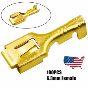 100× 6.3mm Non Insulated Female Spade Wire Connectors 1/4" Copper Crimp Terminal - Picture 1 of 8