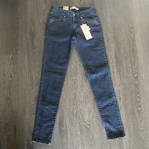 NWT Levi's 535 Women's Blue Dark Wash Glitter Denim Leggings Jeans Size 5M 27x32 - Picture 1 of 6