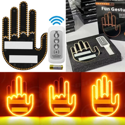 Funny Car Middle Finger Gesture Sign Light with Remote for Car Truck SUV  Seadan - Image 1 of 4