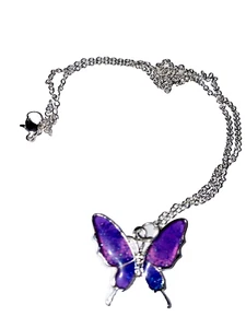 Collar Resina Azul Púrpura 20" Cadena Color Plata Mujeres Niñas Moda Joyería - Imagen 1 de 3