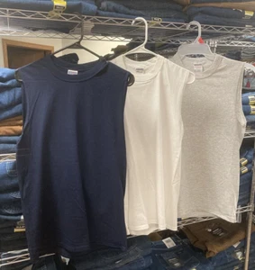 Nuevas camisetas Jerzees Muscle para hombre, pequeñas (34-36), paquete de 3 - azul marino, brezo, blanco - Imagen 1 de 1